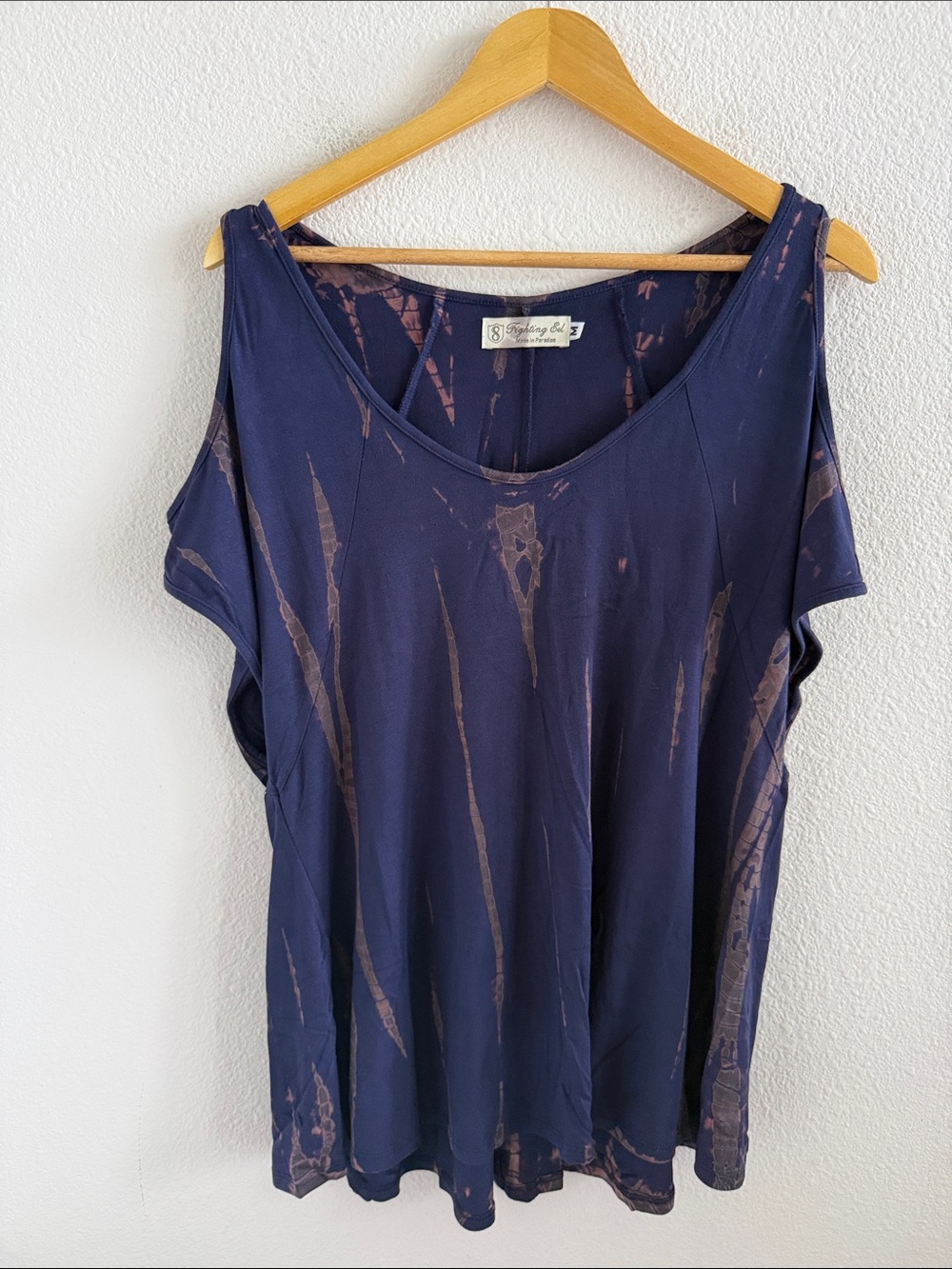 Fighting Eel Navy Tie-Dye Vibe Cold Shoulder Women's Top Medium